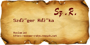 Száger Réka névjegykártya